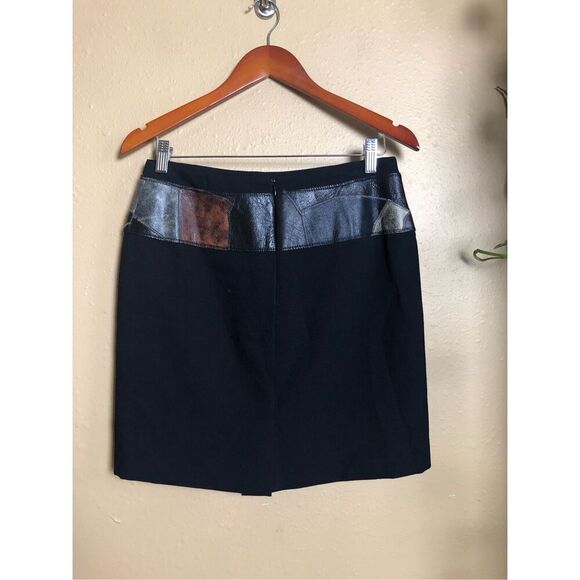 Alberto Makali Black Skirt Size 10 – Metallic Leather Patchwork Waist - Picture 6 of 12